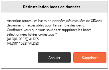FenêtreConfiguration bases de données