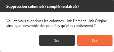 Dialogue supprimer colonne complémentaire