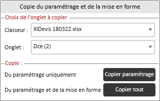 Fenetre d'importation ou d'exportation vers document client