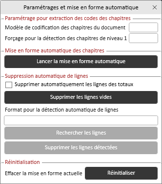 Fenetre d'importation ou d'exportation vers document client