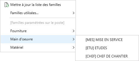 menu familles utilisées