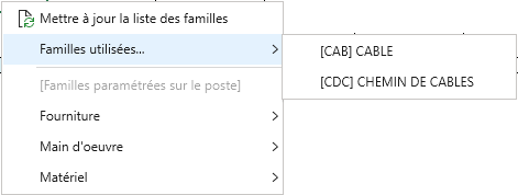 menu familles utilisées