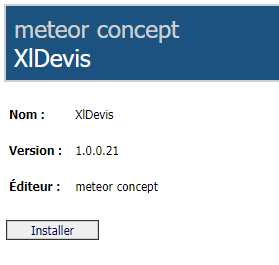 Page installation logiciel XlDevis